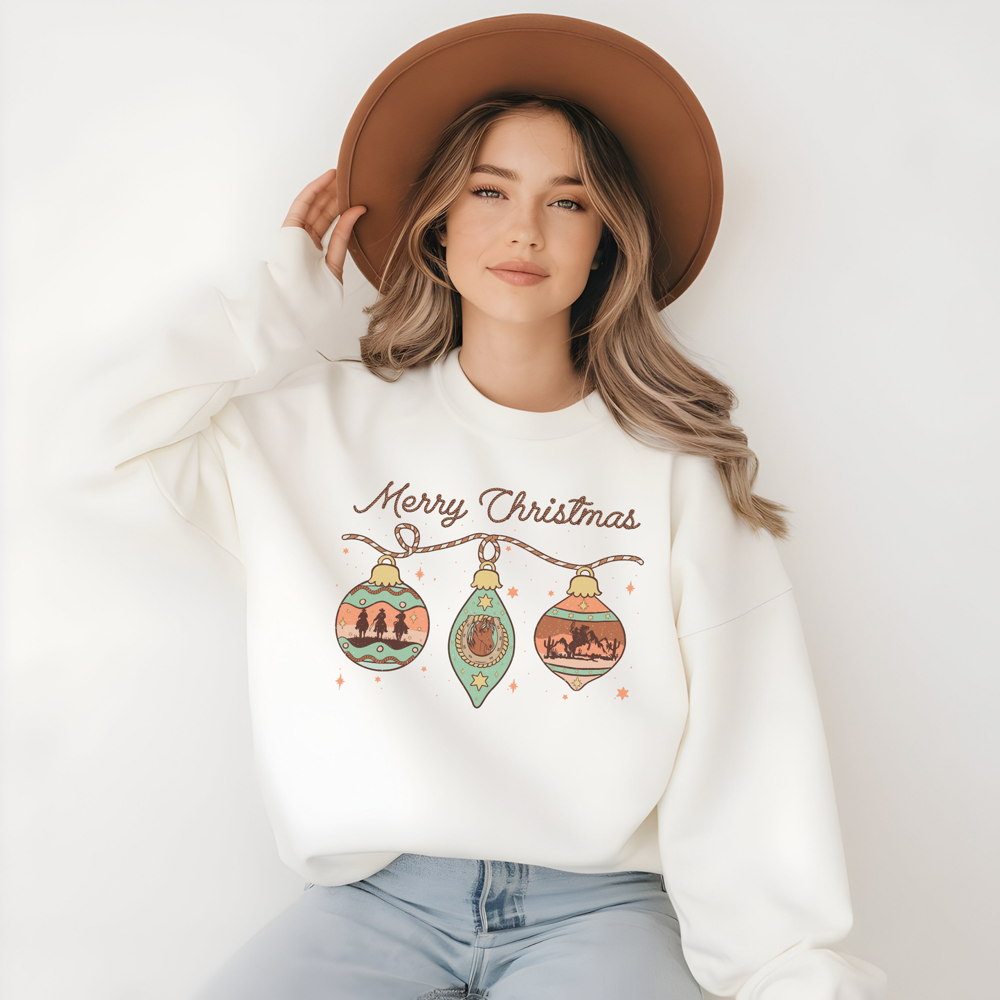 Merry Christmas - Cowboy Ornament Crewneck