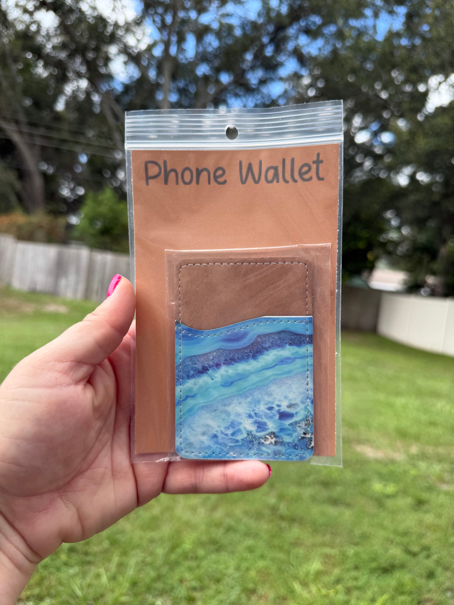 Slim Stick-On Phone Wallet – Card Holder for Smartphones - Beach Theme
