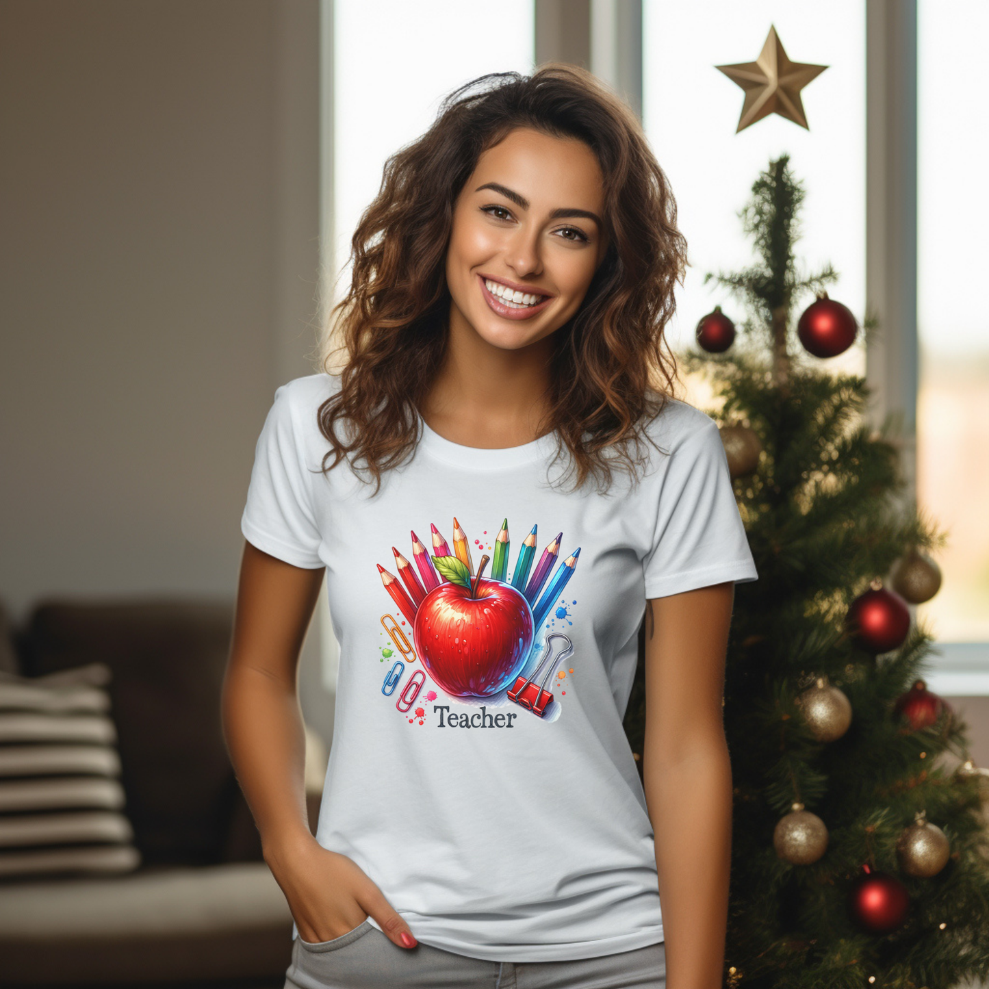 Big Red Apple Teacher Shirt