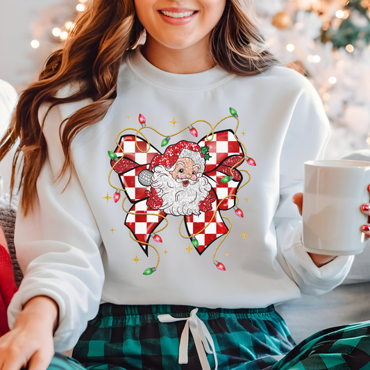 Santa , Bow, Lights Crewneck