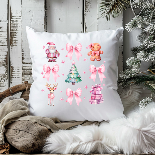 Pink Christmas Coquette Pillow