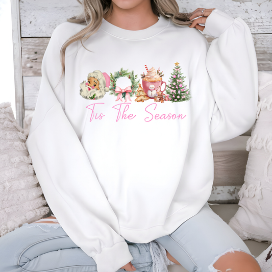 Tis The Season Pink Christmas Crewneck