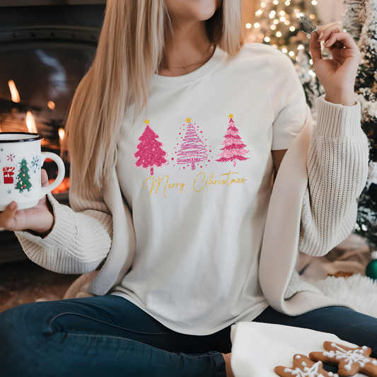 Pink Trees - Merry Christmas Shirt