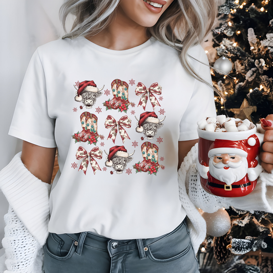 Christmas Coquette with Highland Cow Shirt
