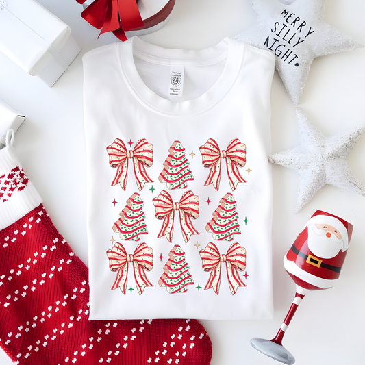 Red and White Coquette Christmas Tree Shirt