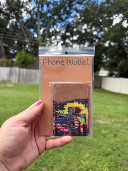 Slim Stick-On Phone Wallet – Card Holder for Smartphones - Sunflower Theme